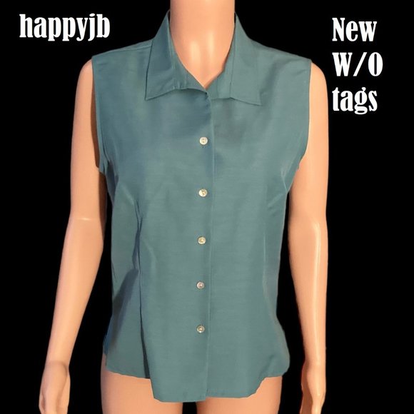 NWOT Vintage Laura Scott Sleeveless Collared Top Blouse Size 14 - Picture 2 of 8